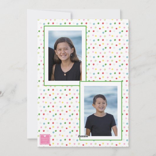 水彩カラフル紙吹雪クリスマスツリーズ写真 シーズンカード (裏面)