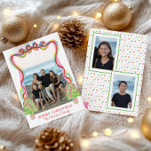 水彩カラフル紙吹雪クリスマスツリーズ写真 シーズンカード