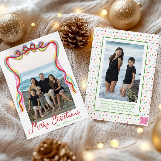 水彩カラフル紙吹雪クリスマスフォト シーズンカード