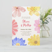 水彩カラフル結婚花 招待状 (スタンド正面)