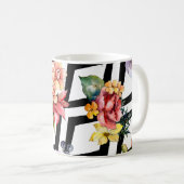 水彩カラフル花束花。フローラ植物 コーヒーマグカップ (正面右)