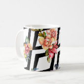 水彩カラフル花束花。フローラ植物 コーヒーマグカップ (正面左)