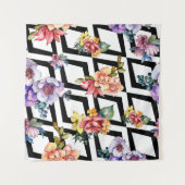 水彩カラフル花束花。フローラ植物 タペストリー (正面(横))