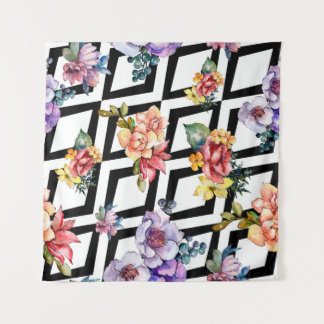 水彩カラフル花束花。フローラ植物 タペストリー