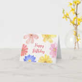 水彩カラフル花 カード (黄色い花)