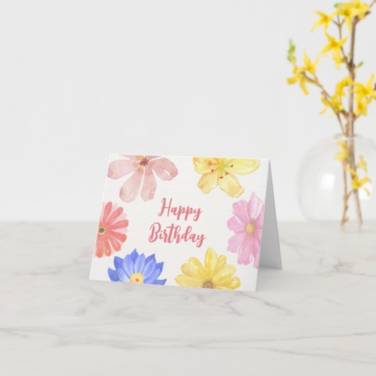 水彩カラフル花 カード (黄色い花)