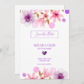 水彩カラフル花 セーブザデート (正面/裏面)