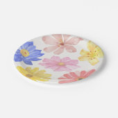 水彩カラフル花 ペーパープレート (アングル)