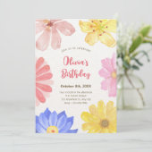 水彩カラフル花 招待状 (スタンド正面)