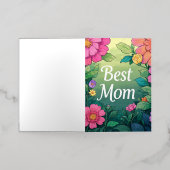 水彩カラフル花 箔グリーティングカード (外側レイダウン)