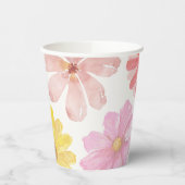 水彩カラフル花 紙コップ (左)