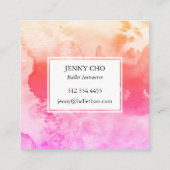 水彩カラフル質感絵画ピンク スクエア名刺 (裏面)