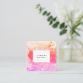 水彩カラフル質感絵画ピンク スクエア名刺 (スタンド正面)