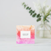 水彩カラフル質感絵画ピンク スクエア名刺 (スタンド正面)