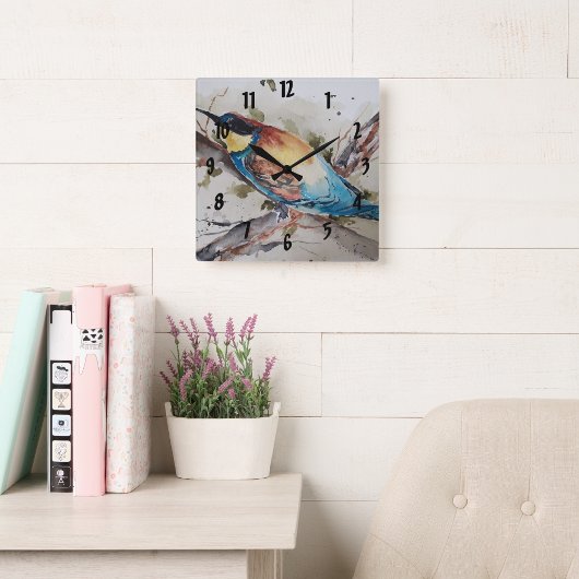 水彩カラフル養蜂 スクエア壁時計