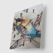 水彩カラフル養蜂 スクエア壁時計 (傾斜)