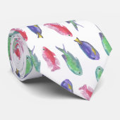 水彩カラフル魚イラストレーション ネクタイ (ロール)