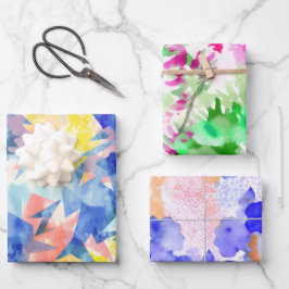 水彩カラフル ラッピングペーパーシート