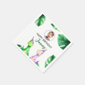 水彩カラフルTrexキッズフォト誕生日 スタンダードカクテルナプキン