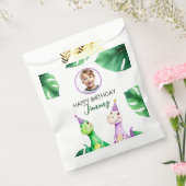 水彩カラフルTrexキッズフォト誕生日 フェイバーバッグ (封をした状態)