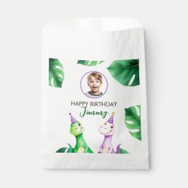 水彩カラフルTrexキッズフォト誕生日 フェイバーバッグ