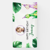 水彩カラフルTrexキッズフォト誕生日 横断幕 (縦)