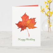 水彩カラーカエデの葉 カード (黄色い花)