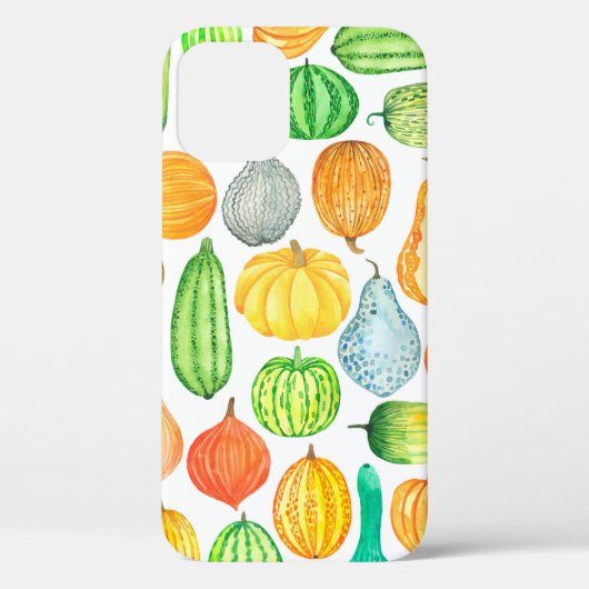 水彩カラーカボチャ、スカッシュの継ぎ目のない模様 Case-Mate iPhoneケース (裏面)