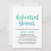 水彩カリグラフィービーチリハーサルディナー 招待状 (正面)