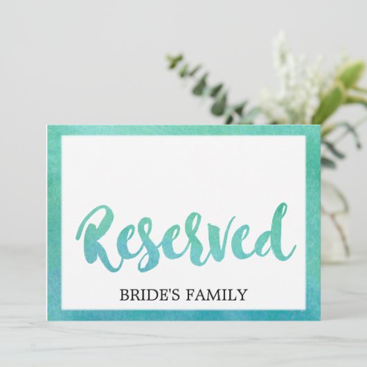 水彩カリグラフィー ビーチ ウェディング 予約サイン 招待状 (スタンド正面)