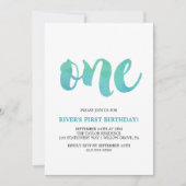 水彩カリグラフィー ファーストバースデー 招待状 (正面)