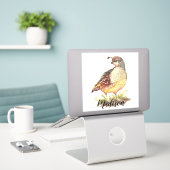 水彩カリフォルニアウイルバード自然アート シール (デスク上のノートパソコン)