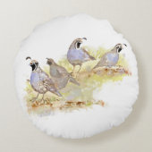 水彩カリフォルニアウイルバード自然アート ラウンドクッション (裏面)