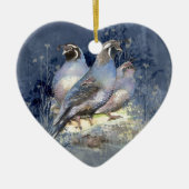 水彩カリフォルニアウズルバードインブルー セラミックオーナメント (正面)