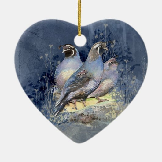 水彩カリフォルニアウズルバードインブルー セラミックオーナメント (裏面)