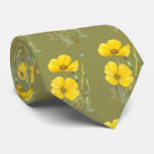 水彩カリフォルニアポピーガーデンの花 ネクタイ (ロール)