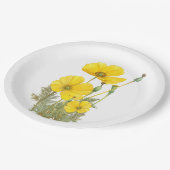 水彩カリフォルニアポピー黄色の花 ペーパープレート (アングル)