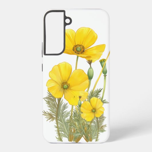 水彩カリフォルニアポピー黄色の花 SAMSUNG GALAXYケース (裏面)