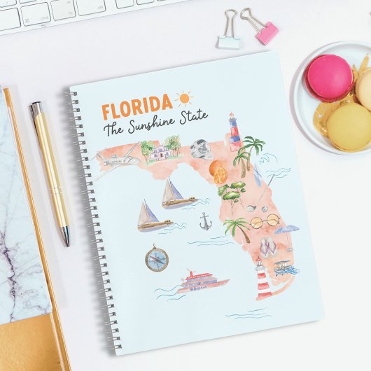 水彩カリフォルニア州アートマップトラベルジャーナル ノートブック