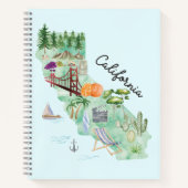 水彩カリフォルニア州アートマップトラベルジャーナル ノートブック (正面)