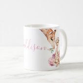 水彩カワイトマザーキリンウィズベビー コーヒーマグカップ (正面右)