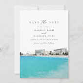 水彩カンクンメキシコスカイライン日付を保存 招待状 (正面)