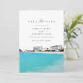 水彩カンクンメキシコスカイライン日付を保存 招待状 (スタンド正面)