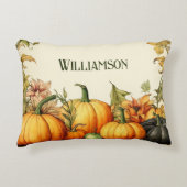 水彩カントリーカボチャパッチモノグラム アクセントクッション (正面)