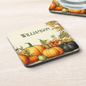 水彩カントリーカボチャパッチモノグラム コースター (左側)