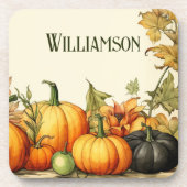 水彩カントリーカボチャパッチモノグラム コースター (正面)