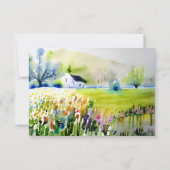 水彩カントリーガーデンパーソナライズされた教会 ノートカード (裏面)