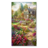 水彩カントリーガーデン背景 マグネット名刺 (正面縦)