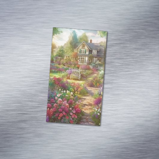 水彩カントリーガーデン背景 マグネット名刺 (インサイチュ)