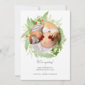 水彩カントリーグリーン写真妊娠 案内状 (正面)